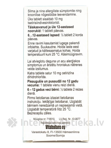 Cetrix 10 mg, 10 tabletes | internetaptieka.lv