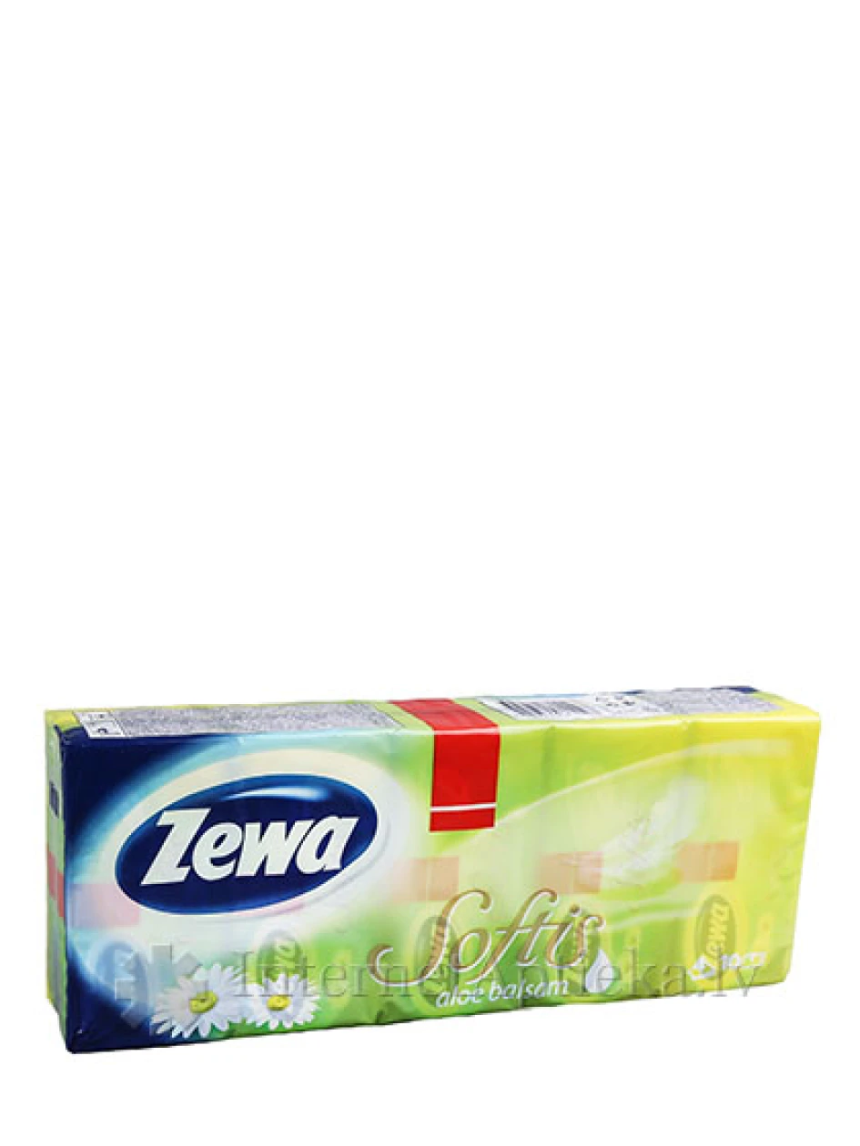 Zewa Softis Aloe Balsam kabatlakatiņi, 10 paciņas | internetaptieka.lv