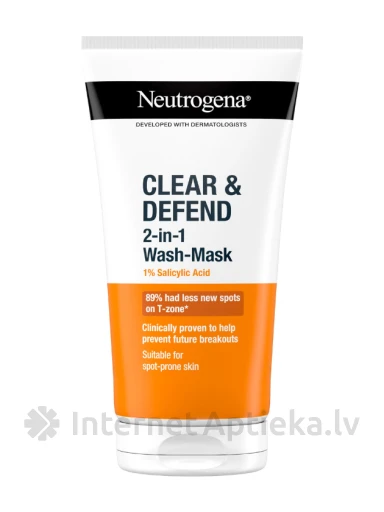NEUTROGENA Clear&Defend 2-IN-1 maska sejas ādai, 150 ml | internetaptieka.lv