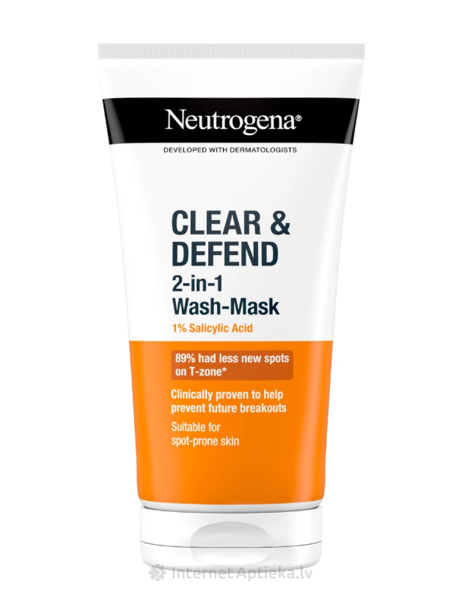 NEUTROGENA Clear&Defend 2-IN-1 mask näonahale, 150 ml | internetaptieka.lv