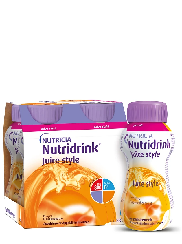 Nutricia Nutridrink Juice Style ar apelsīnu garšu, 4 x 200 ml