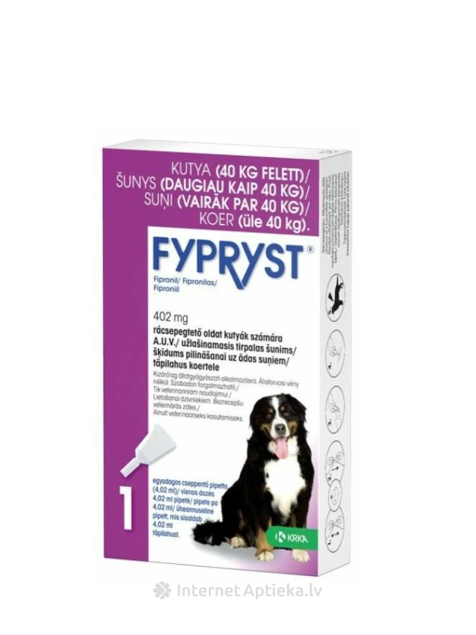 Fypryst 402мг раствор для собак 40-60кг, 1 шт. | internetaptieka.lv