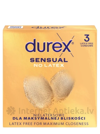 Durex Sensual No Latex Prezervatīvi, 3 gb. | internetaptieka.lv