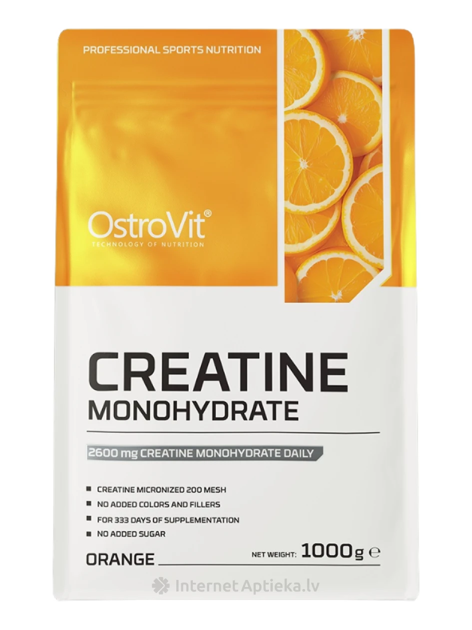 Ostrovit 100% creatine monohydrate Orange pulveris, 1000 g | internetaptieka.lv