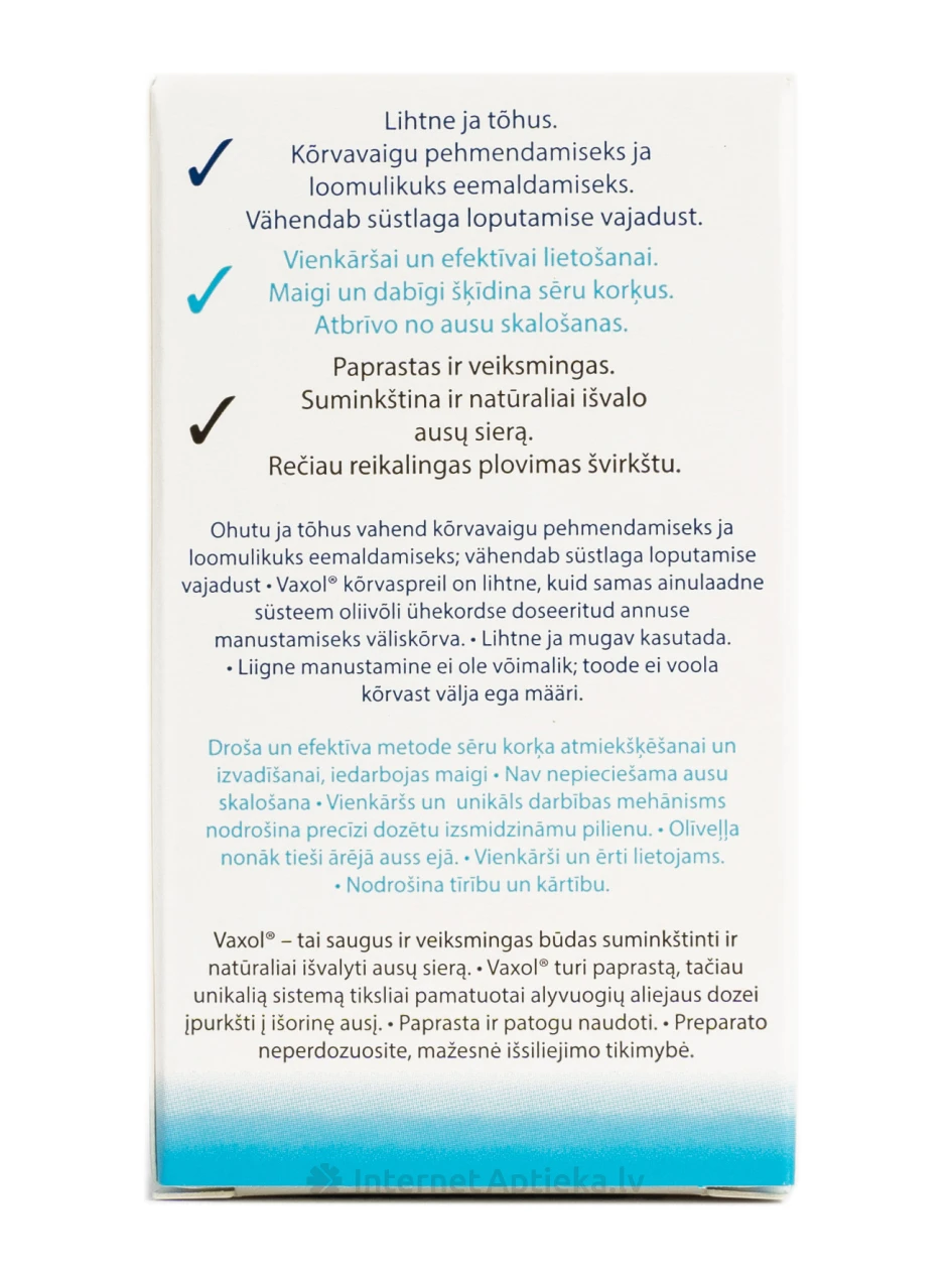 Vaxol oliiviõli vahend kõrvavaha jaoks, 10 ml | internetaptieka.lv