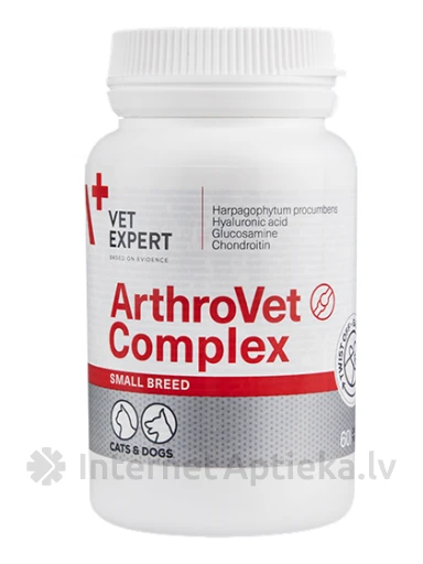 VetExpert Arthrovet Complex для здоровья суставов у маленьких кошек, собак, 60 капсул | internetaptieka.lv