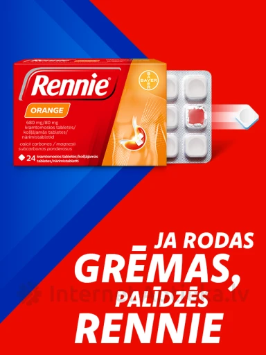 Rennie Orange 680 mg/80 mg, 24 närimistabletti | internetaptieka.lv