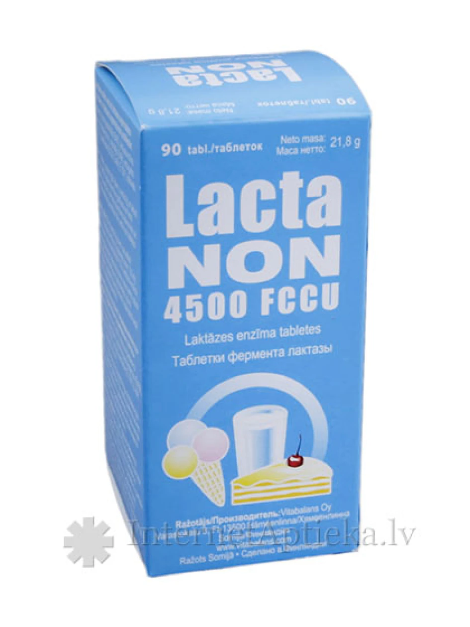 Lactanon NON 4500 FCCU (фермент лактазы), 90 таблеток | internetaptieka.lv