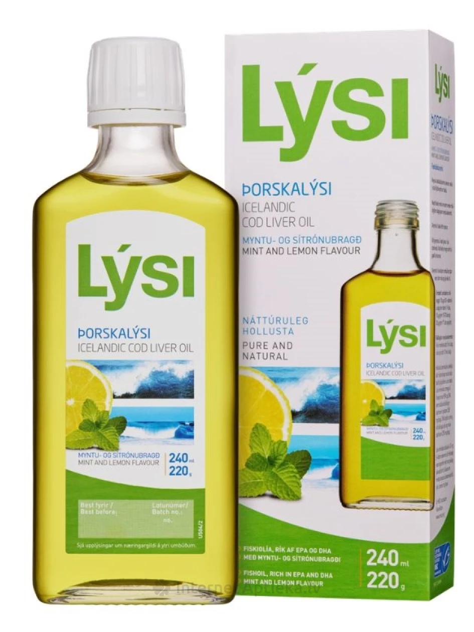 Lysi Islandes mencu aknu eļļa piparm.un citrona garša, 240 ml | internetaptieka.lv