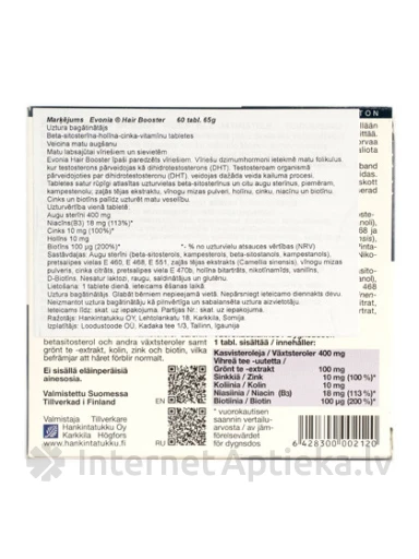 Evonia Hair Booster matu augšanai, 60 tabletes | internetaptieka.lv