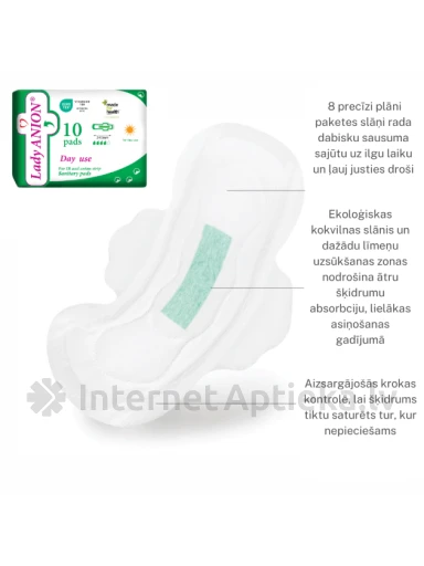 Lady Anion Day Use гигиенические прокладки на день 240мм, 10 шт. | internetaptieka.lv