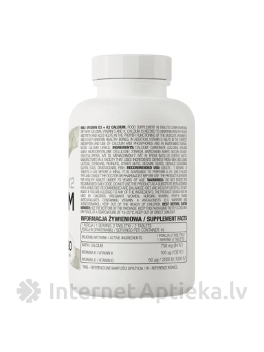 OstroVit Vitamin d3 + k2 + Calcium tabletes, 90 gb. | internetaptieka.lv
