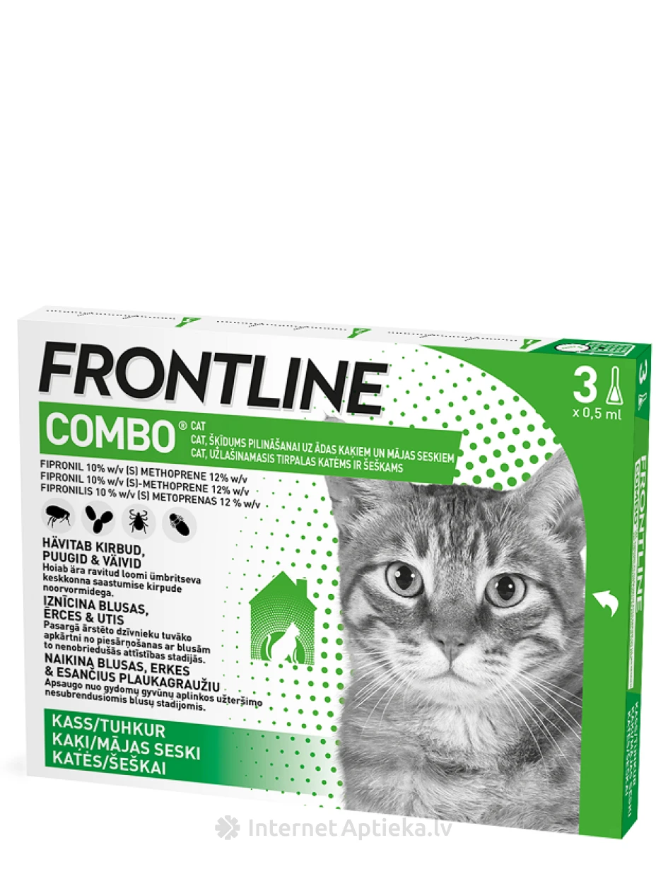 Frontline Combo Spot-on cat līdzeklis pret blusām un ērcēm kaķiem, 3 gb. | internetaptieka.lv