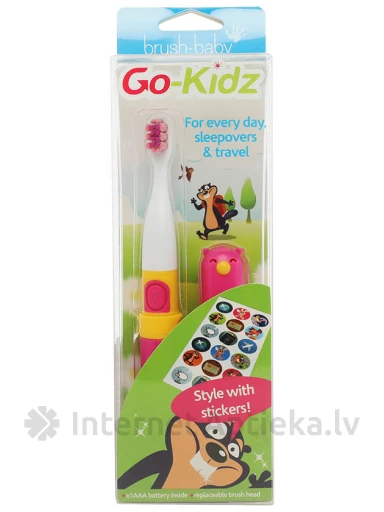 Brush-Baby зубная щетка электрическая дорожная Go-Kidz /розовый, 1 шт. | internetaptieka.lv