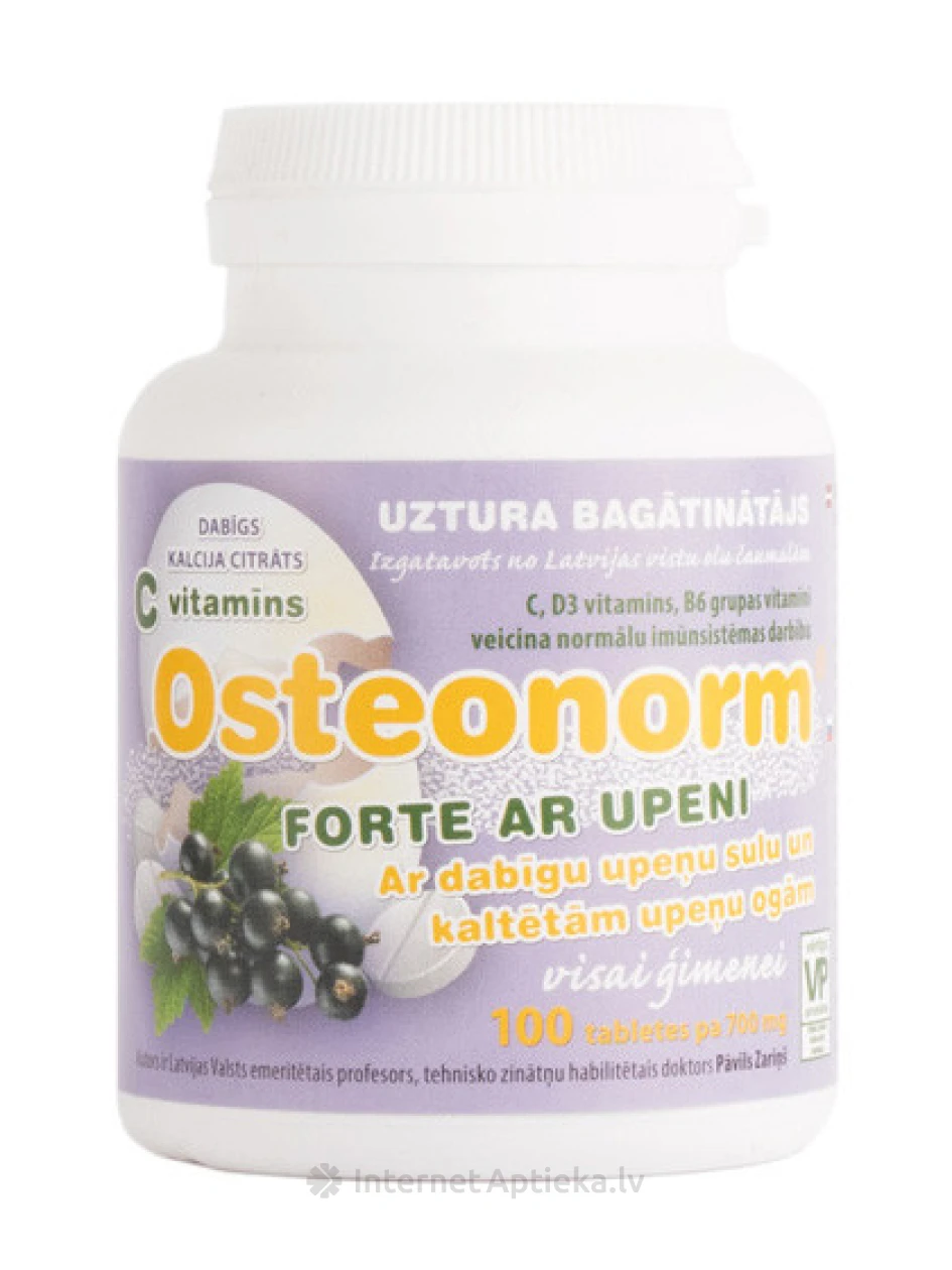 Osteonorm Forte 700 mg - mustsõstar, 100 tabletti | internetaptieka.lv