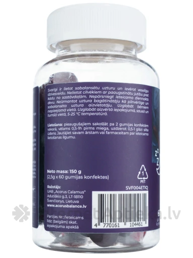 Acorus balance Head ööd melatoniiniga kummikommid, 2,5 g x 60 pastille | internetaptieka.lv