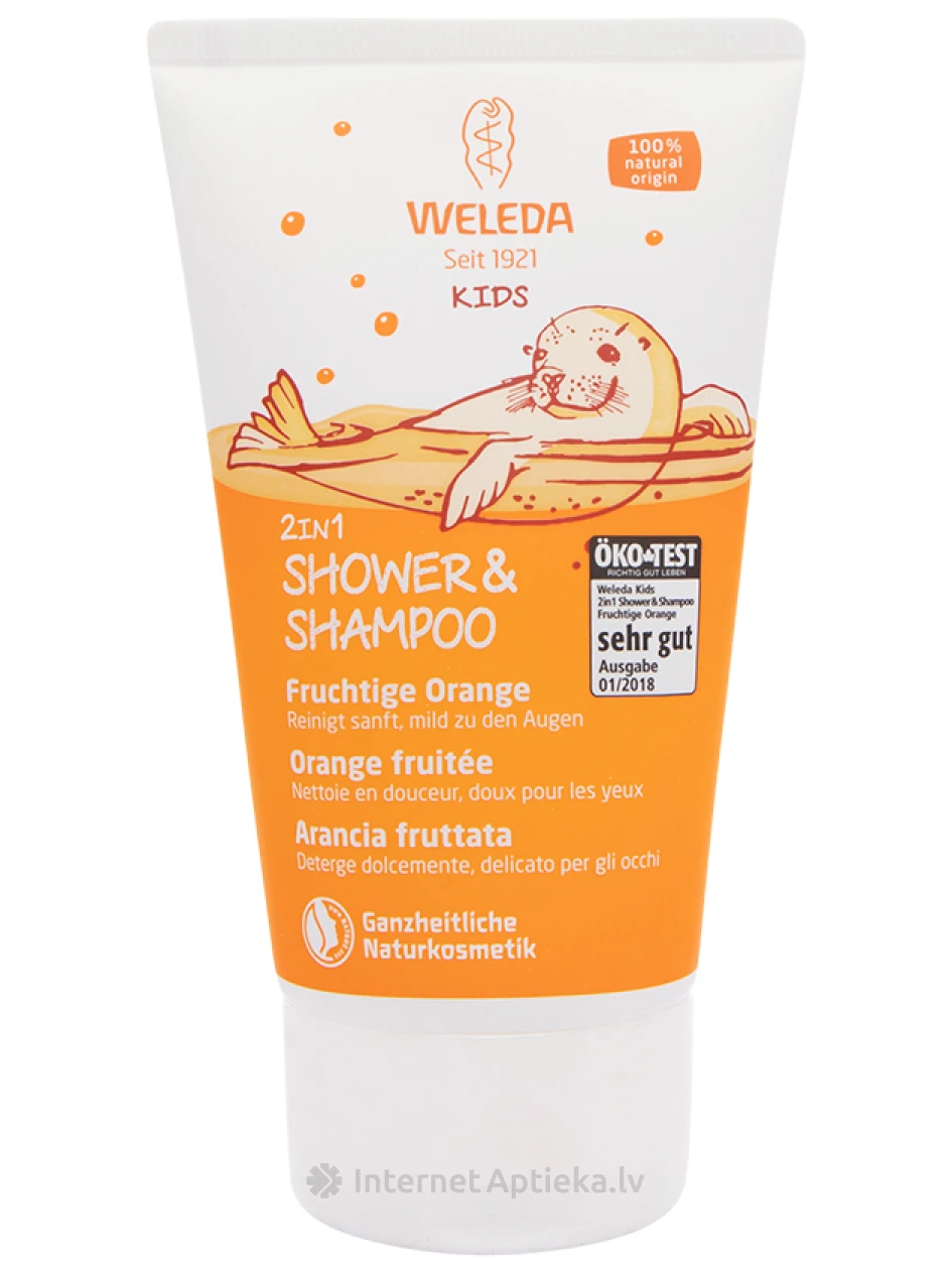 Weleda kids 2in1 dušas želeja un šampūns bērniem, apelsīnu, 150 ml | internetaptieka.lv