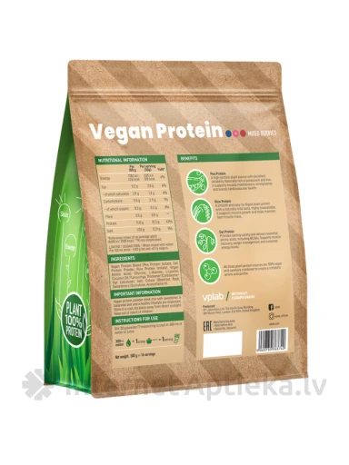 Vplab Vegan Protein bez garšas, 500 g | internetaptieka.lv