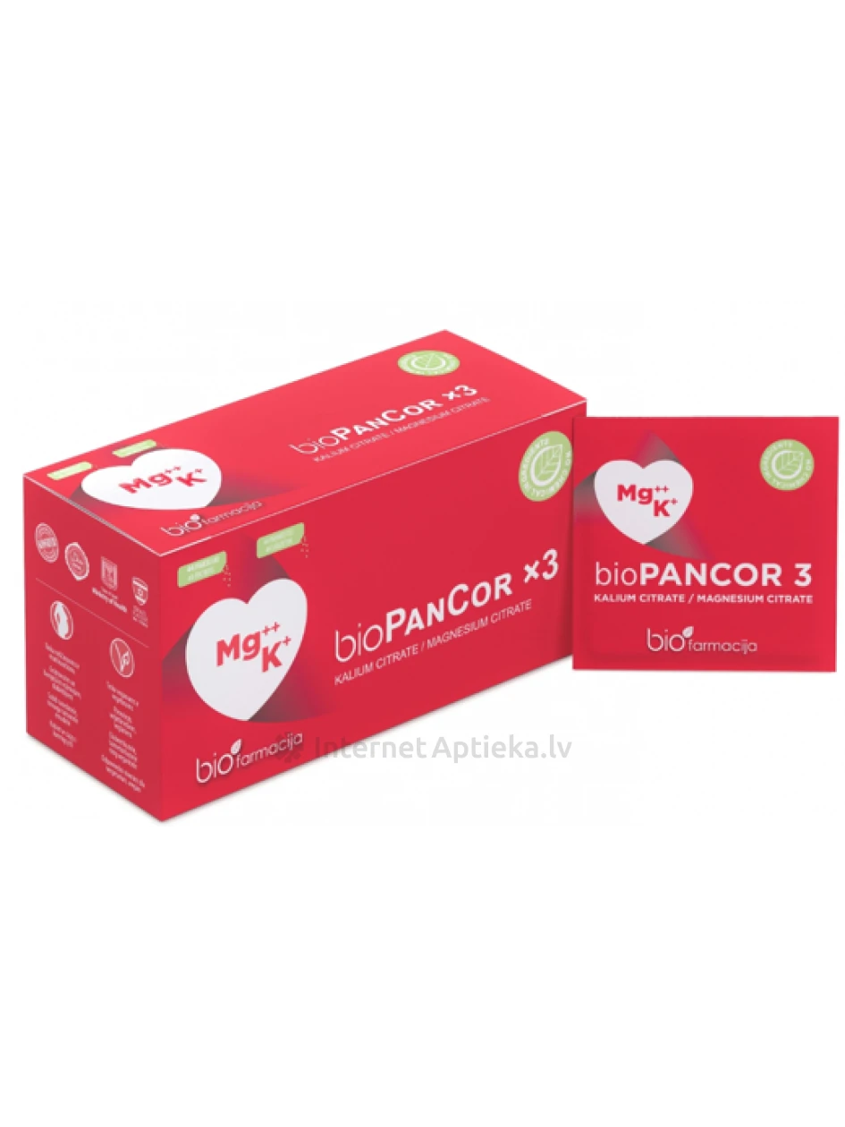 Biofarmacija PanCor x3 kaalium ja magneesium, 44 pakki | internetaptieka.lv