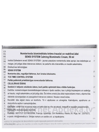 Institut Esthederm SENSI SYSTEM Nomierinošs Biomimētisks krēms, 50 ml | internetaptieka.lv