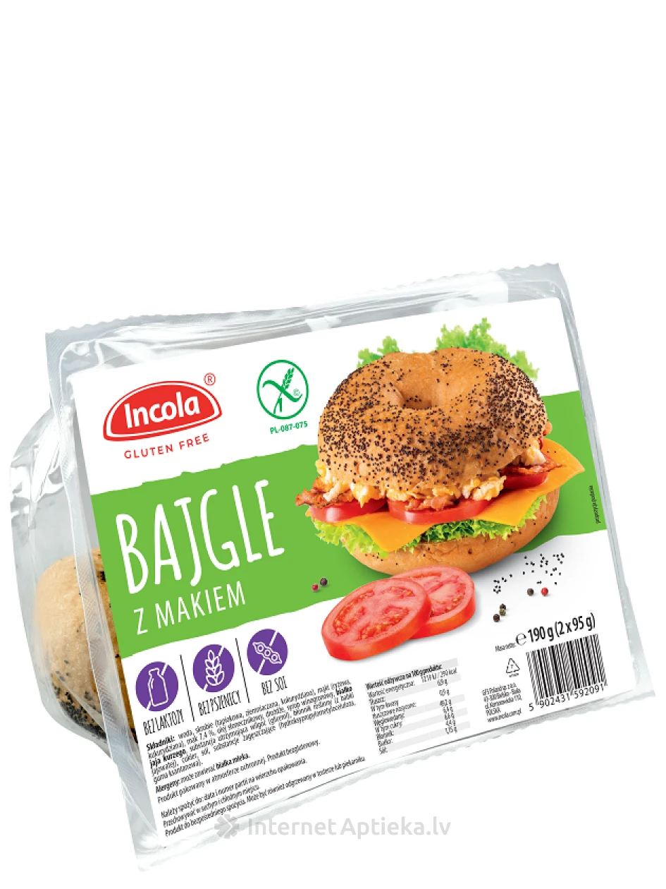 Incola безглютеновые рогалики с маком, 2x95 г | internetaptieka.lv