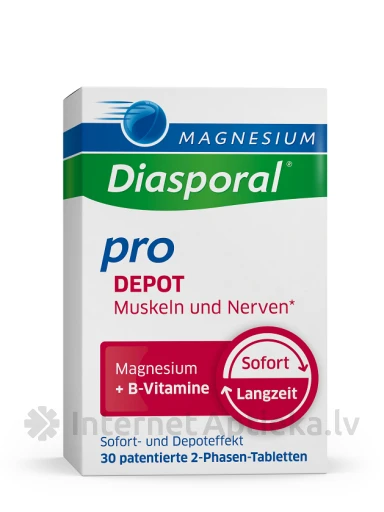 MAGNESIUM Diasporal® pro DEPOT lihastele ja närvidele, 30 tabletid | internetaptieka.lv