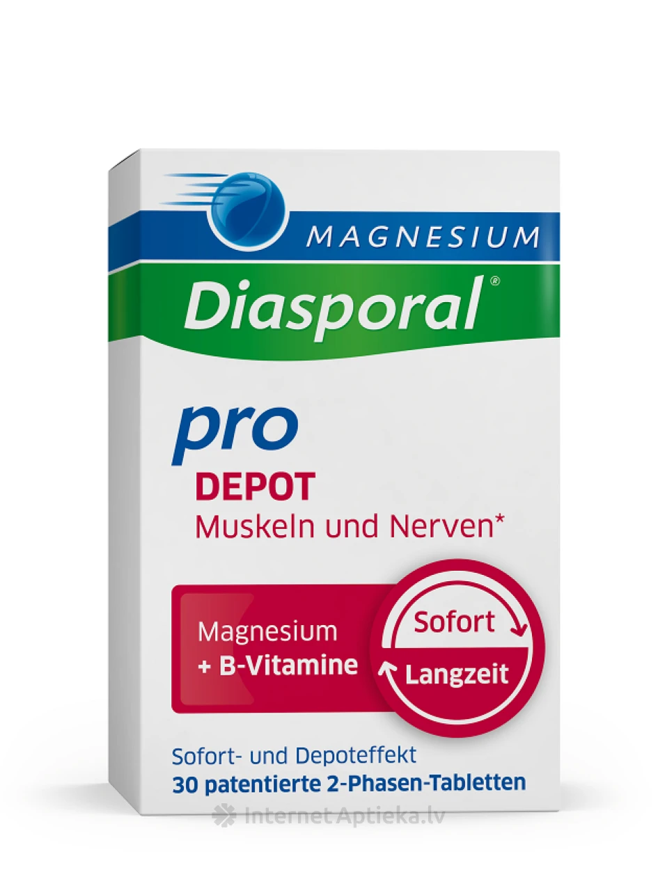 MAGNESIUM Diasporal® pro DEPOT muskuļiem un nerviem, 30 tabletes | internetaptieka.lv