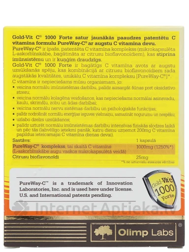Olimp Labs GOLD-VIT C 1000 FORTE kapslid, 60 tk | internetaptieka.lv