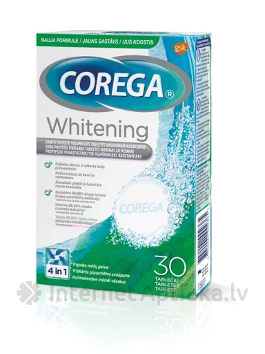 Corega Dental White protēžu tīrīšanai, 30 tabletes | internetaptieka.lv