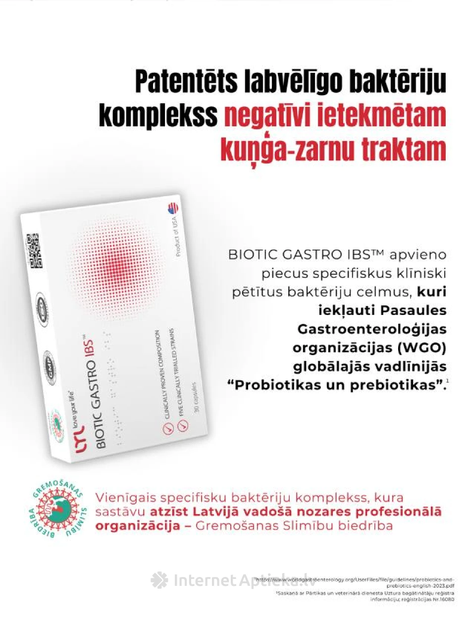 LYL BIOTIC GASTRO IBS probiootikumid, 30 kapslit | internetaptieka.lv