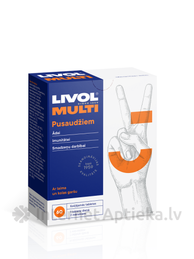 Livol Multi Pusaudžiem košļājamās tabletes ar laima/kolas garšu, 60 tabletes