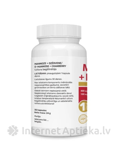 Mannoos + jõhvikas, 30 kapslit | internetaptieka.lv