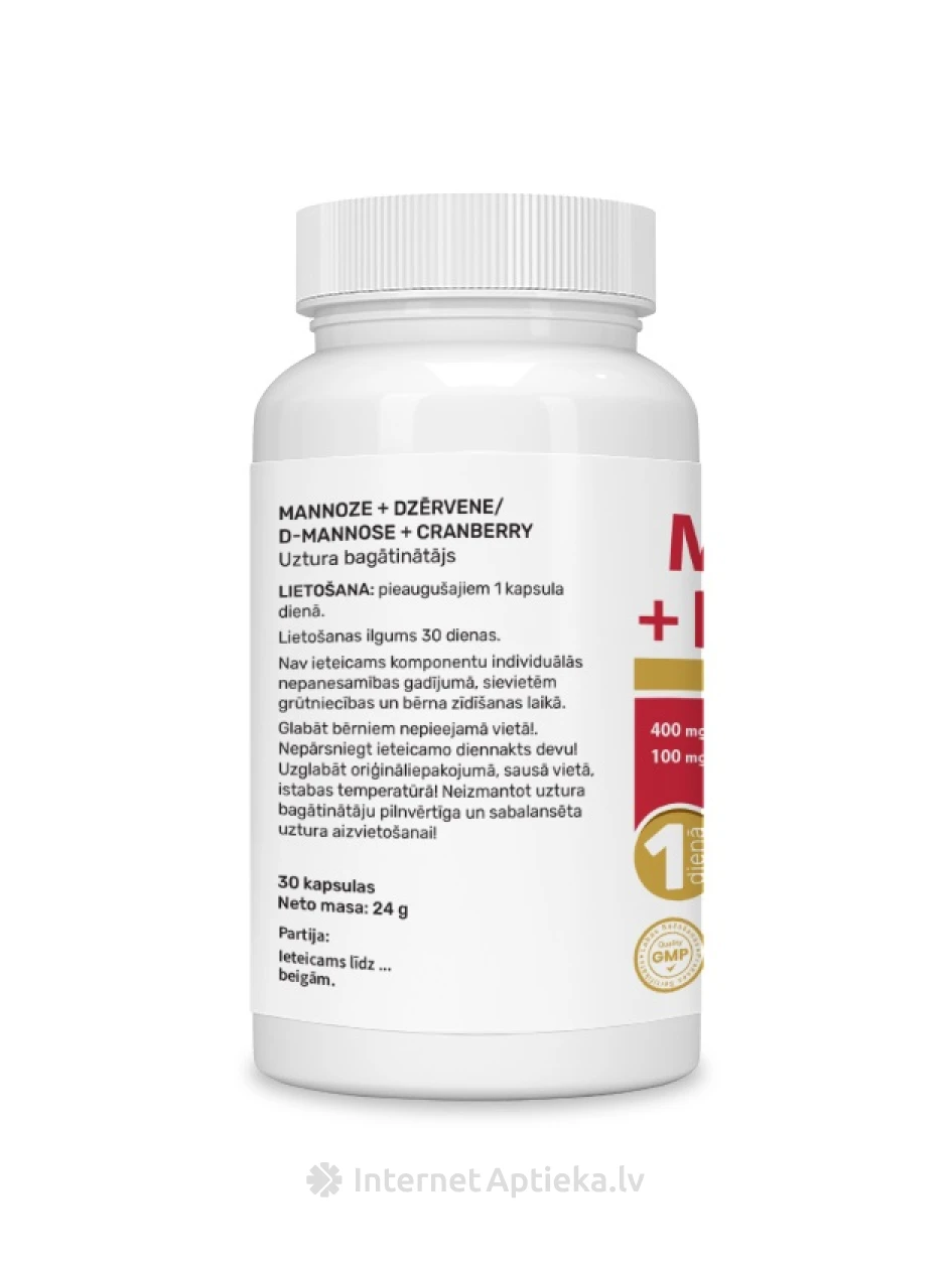 Mannoos + jõhvikas, 30 kapslit | internetaptieka.lv
