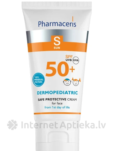 PHARMACERIS S aizsargājošs sejas krēms bērniem SPF50+ ar minerāliem filtriem, 50 ml | internetaptieka.lv