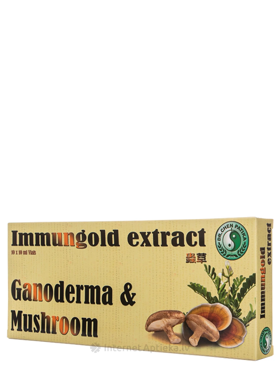 Immungold Extract Ganoderma & Mushroom, 10 питьевых ампул | internetaptieka.lv