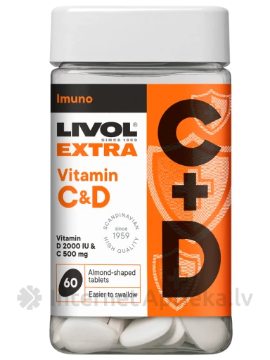 LIVOL EXTRA Vitamiinid C&D, 60 tabletti | internetaptieka.lv