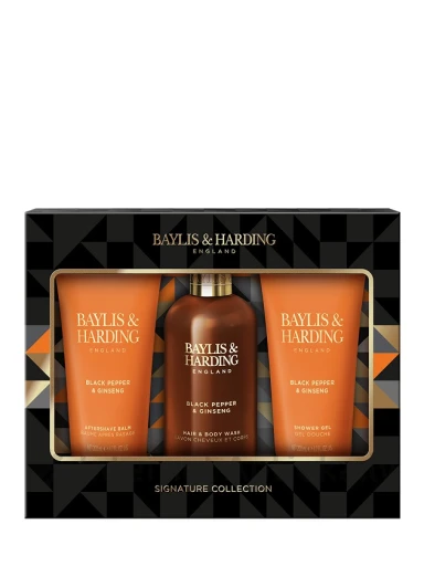Baylis & Harding Black Pepper & Ginseng Men's Luxury Bathing Trio dāvanu komplekts | internetaptieka.lv