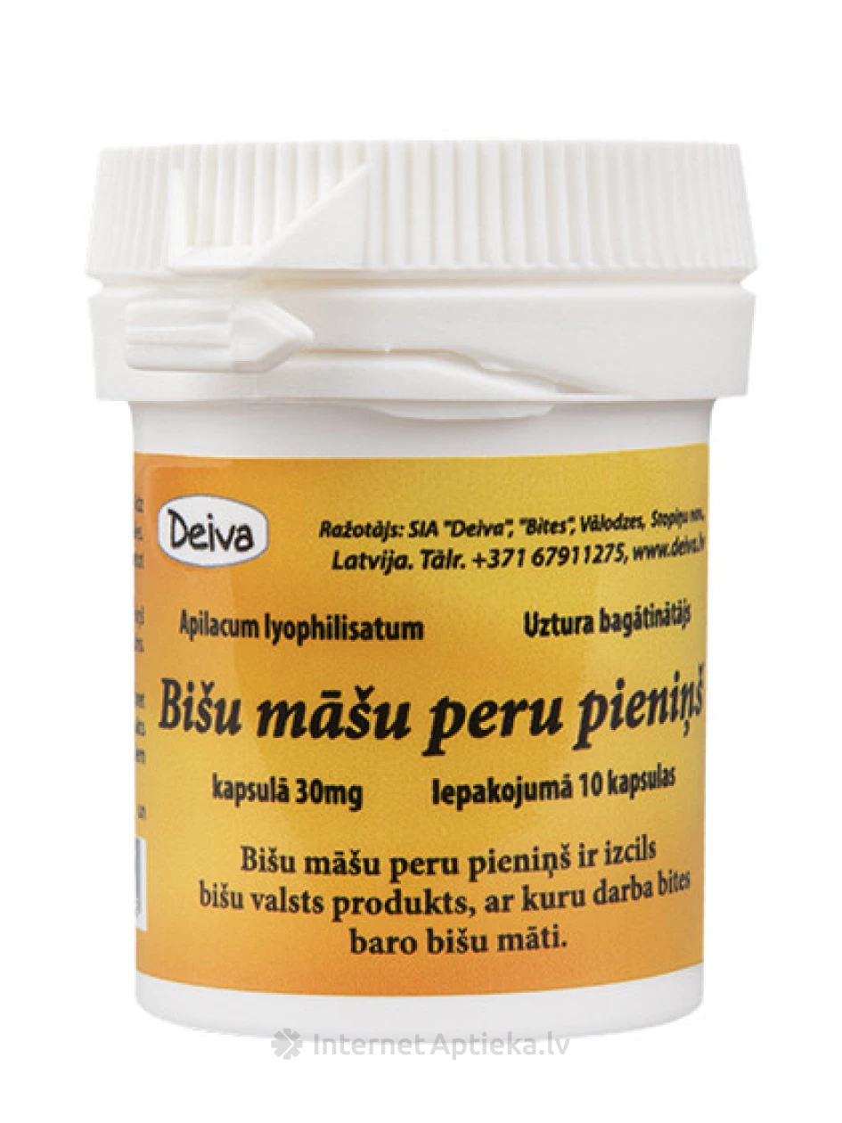 Пчелиное маточное молочко 30 мг, 10 капсул | internetaptieka.lv