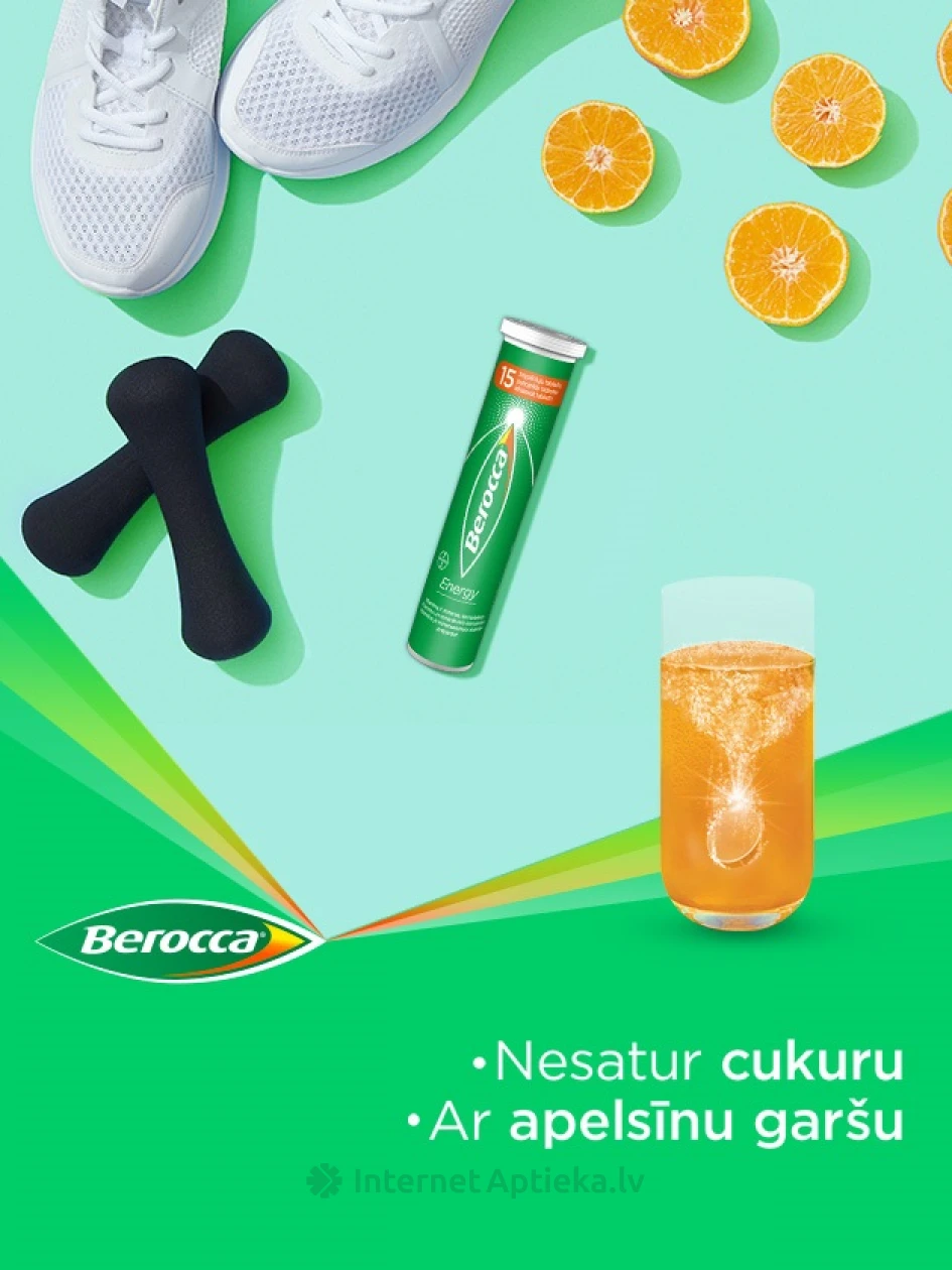 Berocca Energy шипучие таблетки, 15 шт. | internetaptieka.lv