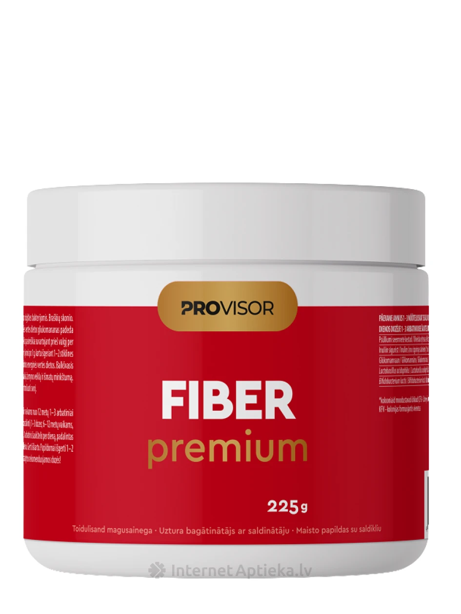PROVISOR Fiber Premium ar zemeņu garšu pulveris, 225 g | internetaptieka.lv