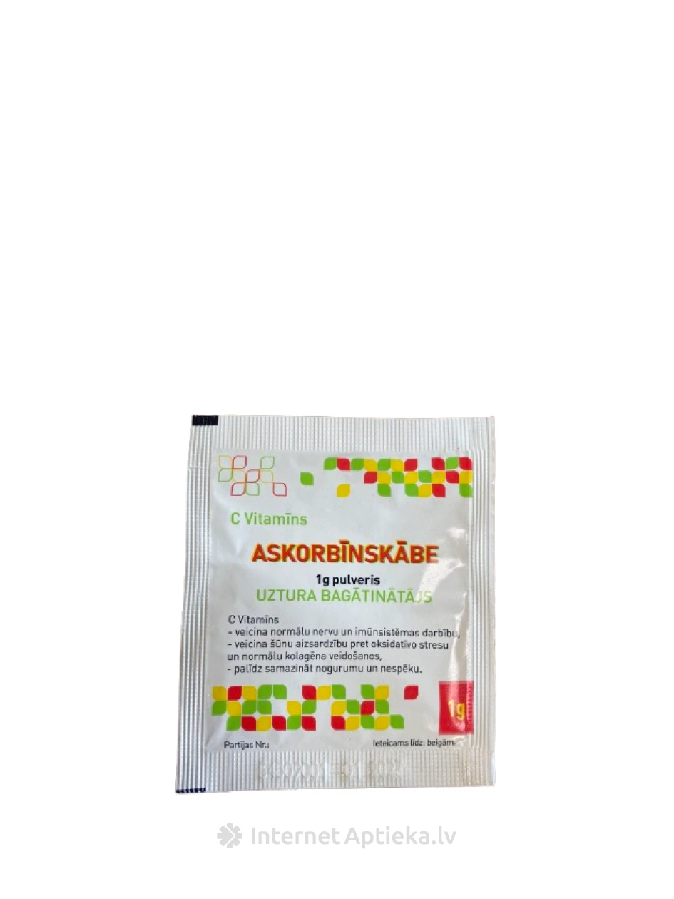 Askorbiinhappe C-vitamiini pulber, 1 g | internetaptieka.lv