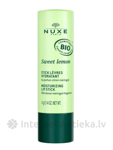 NUXE Sweet Lemon mitrinošs lūpu zīmulis ar citronu bezē aromātu, 4 g | internetaptieka.lv