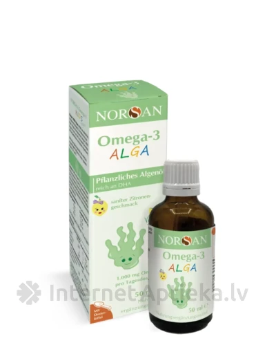 NORSAN Omega-3 ALGA ar citronu garšu, 50 ml | internetaptieka.lv
