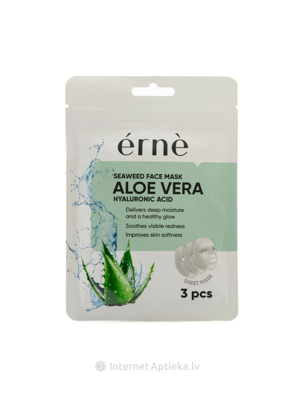 Erne Seaweed Aloe Vera mitrinošas sejas maskas, 3. gb | internetaptieka.lv