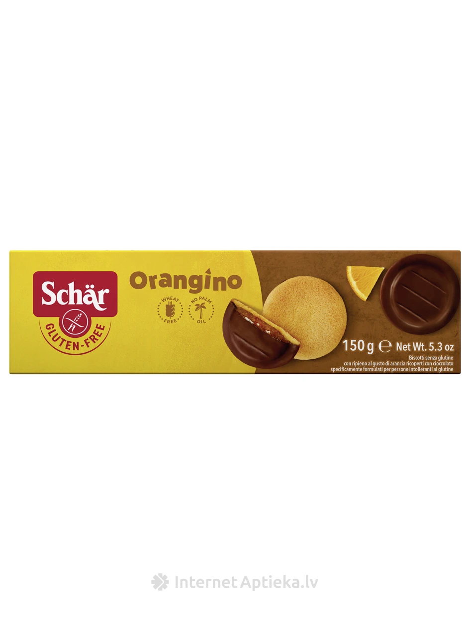 Schär Orangino безглютеновое печенье с апельсиновой начинкой, 150 г | internetaptieka.lv