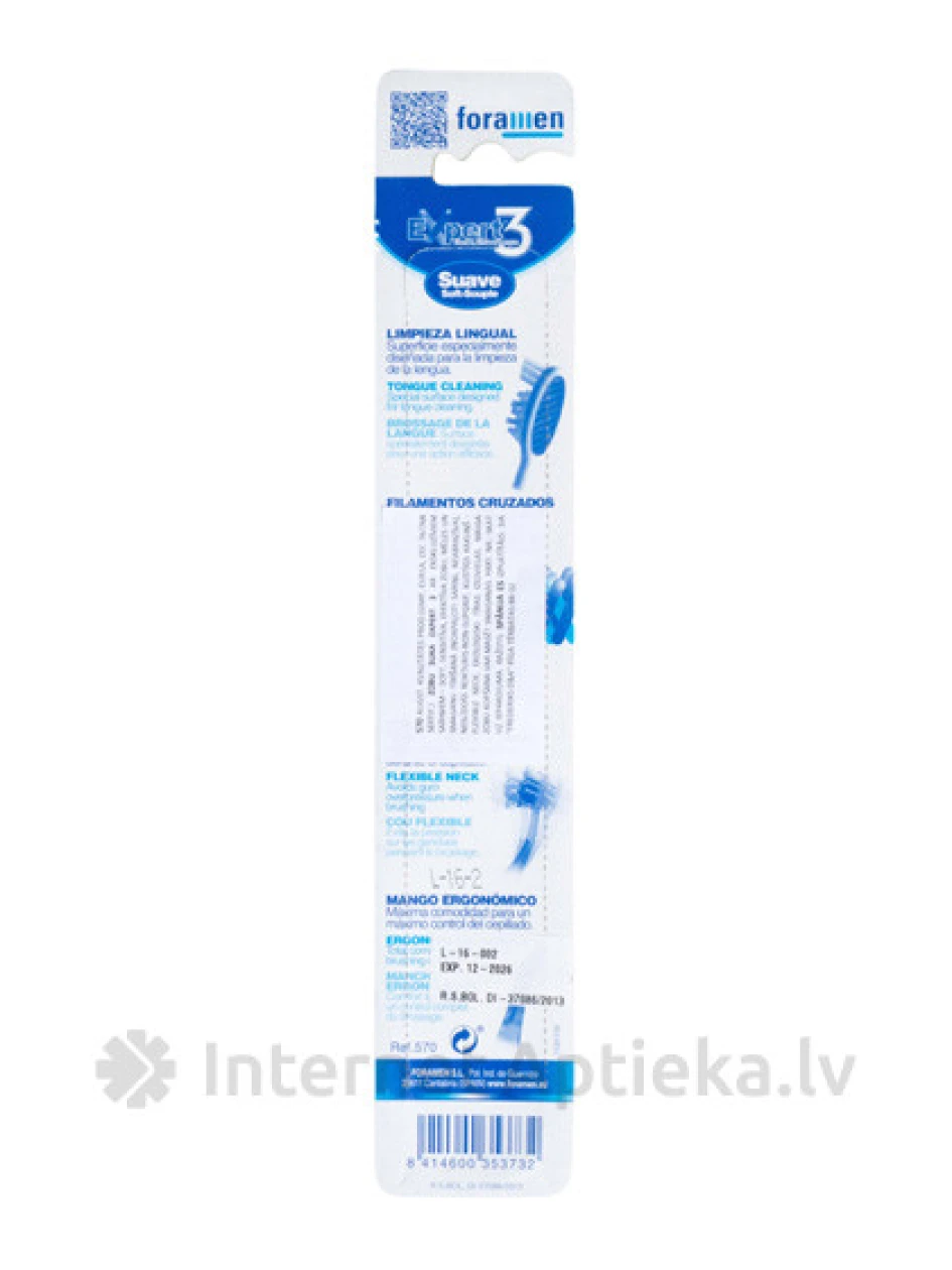 Foramen Expert-3 зубная щетка со щеткой для языка, 1 шт. | internetaptieka.lv