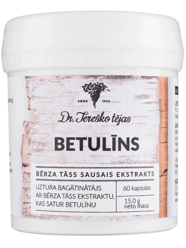 Dr.Tereško Betulīns bērza tāss sausais ekstrakts 250 mg, 60 kapsulas
