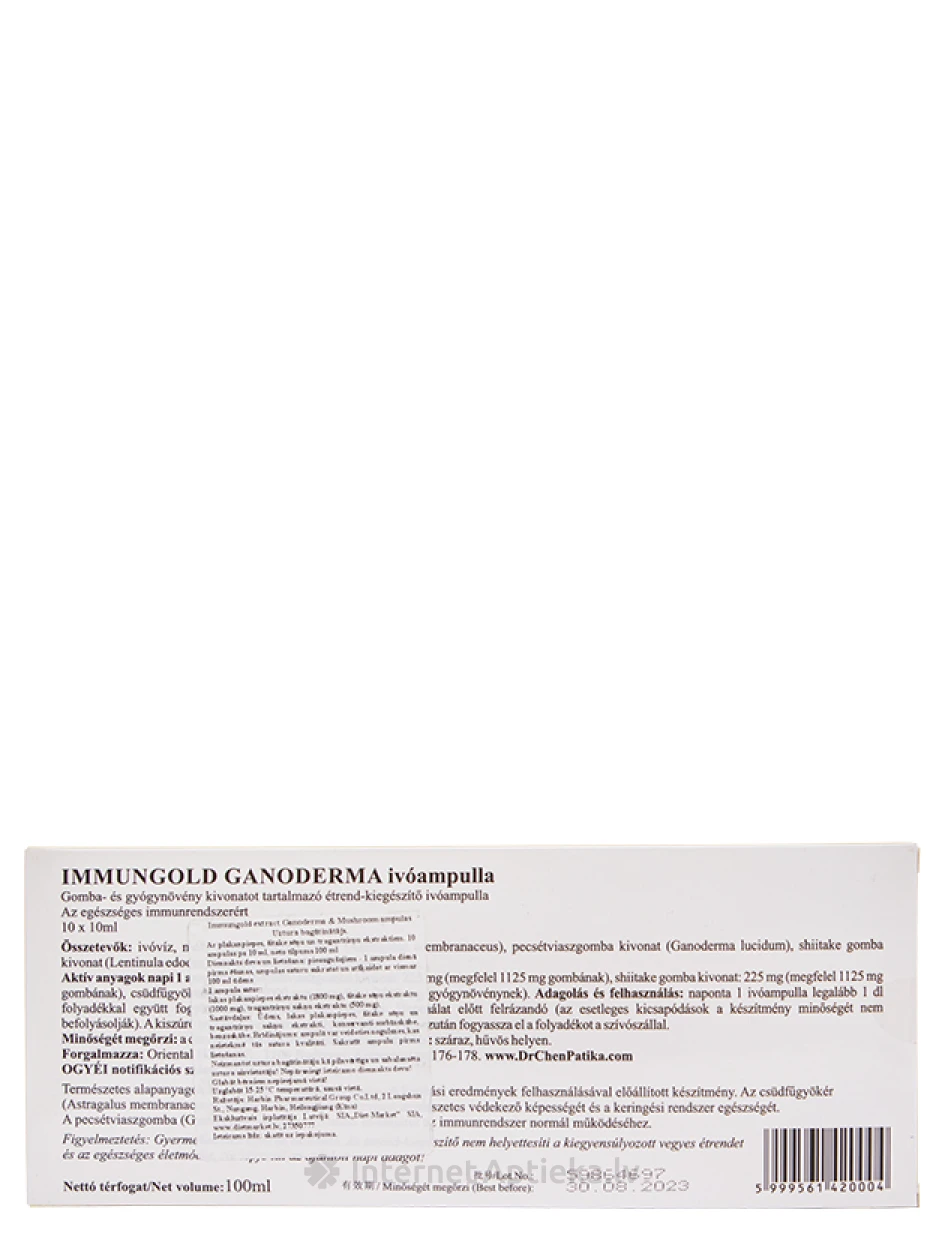 Immungold Extract Ganoderma & Mushroom, 10 питьевых ампул | internetaptieka.lv