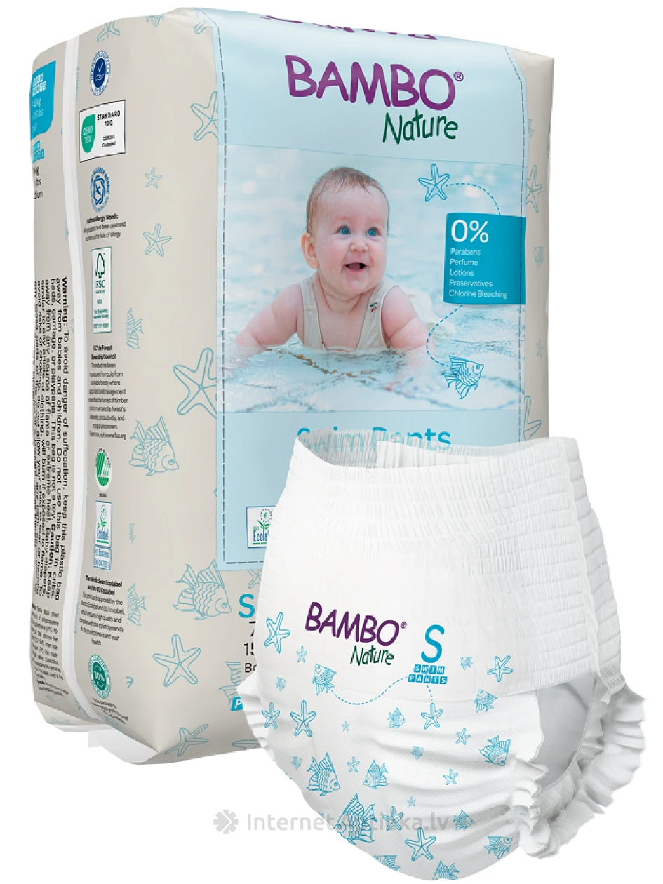 Bambo Nature Трусики для плавания, размер S, 7-12 кг, 12 шт. | internetaptieka.lv