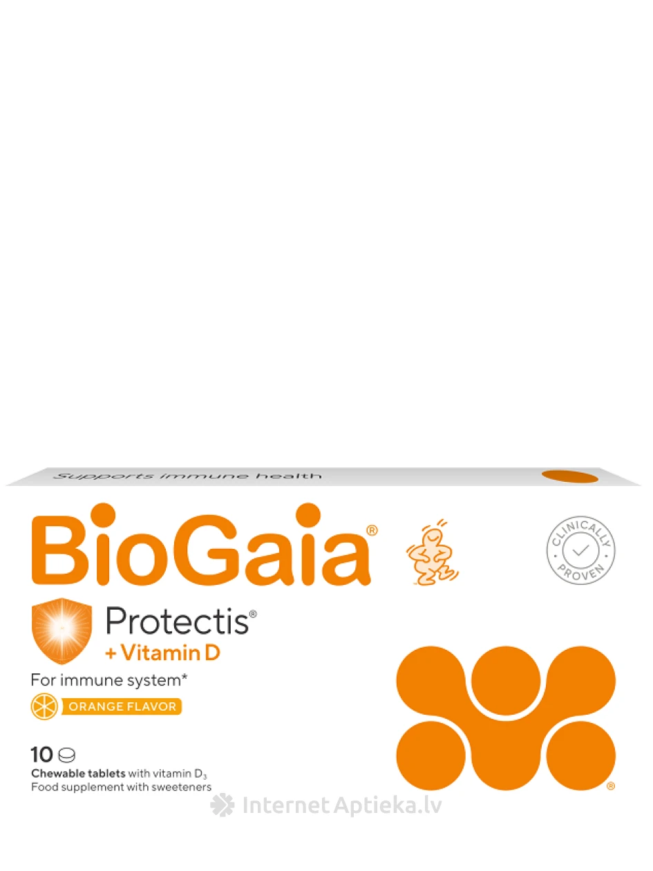 BioGaia® Protectis® košļājamās tabletes ar D vitamīnu, 10 gb. | internetaptieka.lv